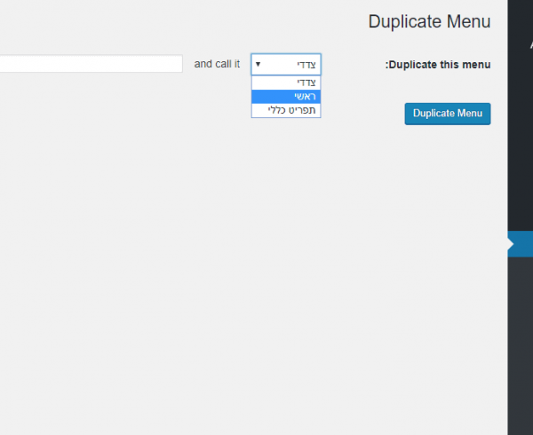שכפול תפריטים בוורדפרס